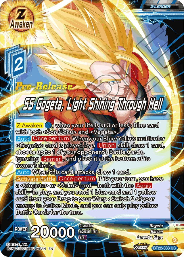 SS Gogeta, Light Shining Through Hell (BT22-033) [Critical Blow Prerelease Promos] | Devastation Store