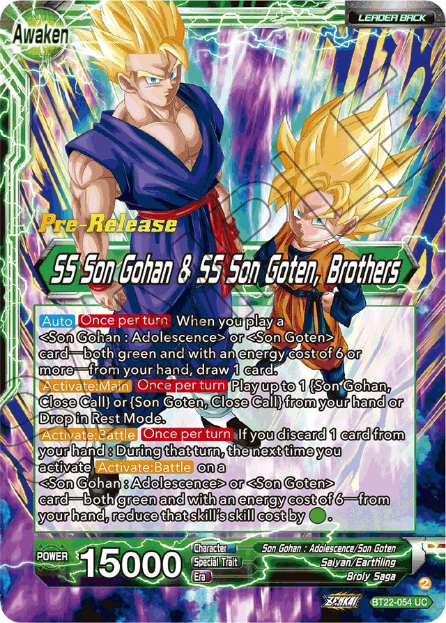 Son Goten // SS Son Gohan & SS Son Goten, Brothers (BT22-054) [Critical Blow Prerelease Promos] | Devastation Store