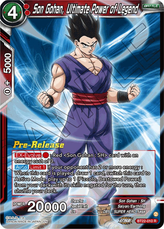 Son Gohan, Ultimate Power of Legend (BT22-010) [Critical Blow Prerelease Promos] | Devastation Store