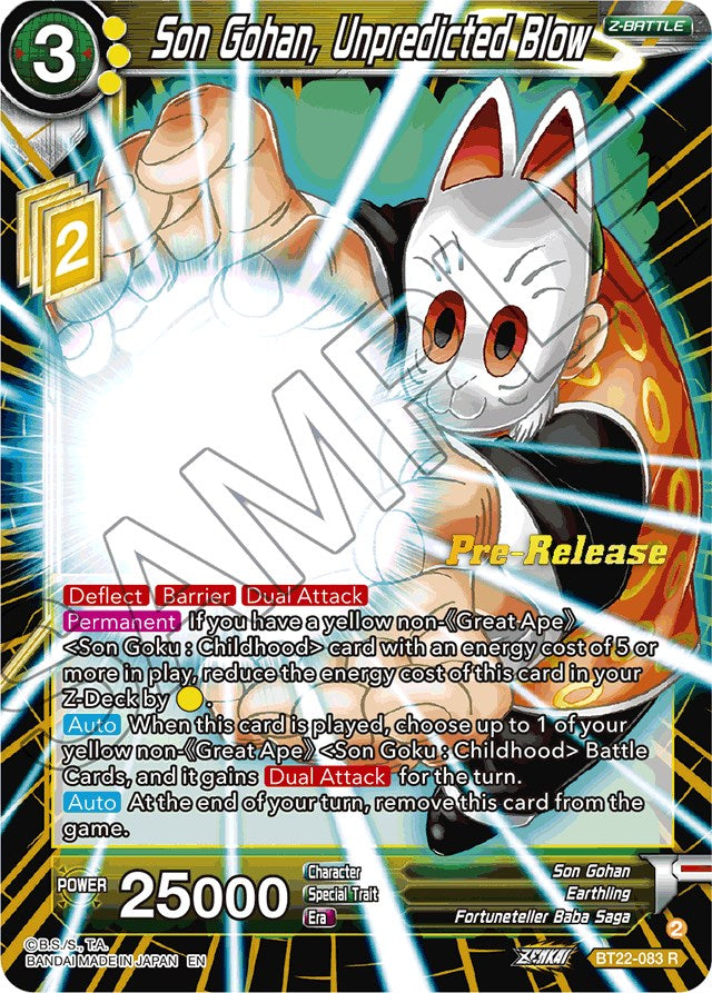 Son Gohan, Unpredicted Blow (BT22-083) [Critical Blow Prerelease Promos] | Devastation Store