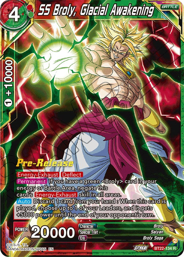 SS Broly, Glacial Awakening (BT22-134) [Critical Blow Prerelease Promos] | Devastation Store