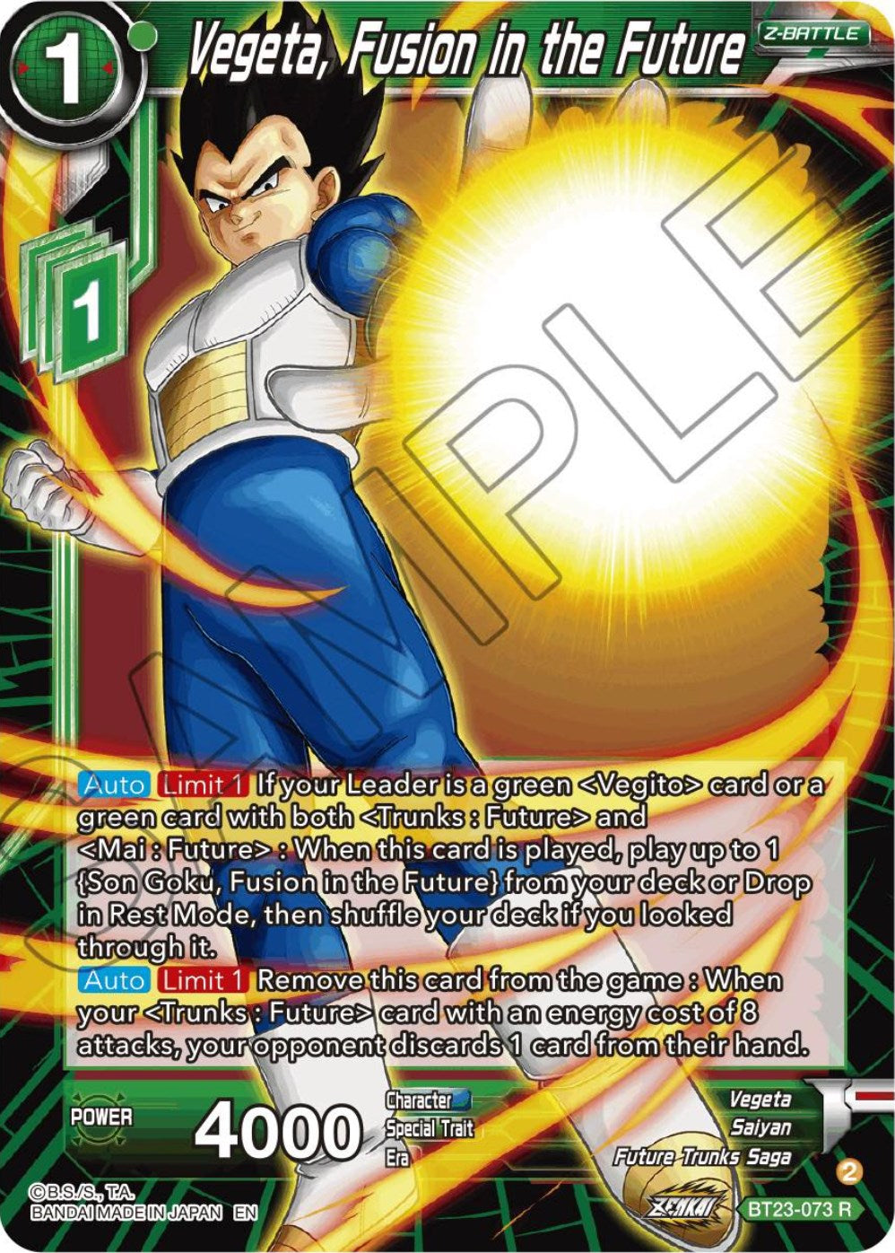 Vegeta, Fusion in the Future (BT23-073) [Perfect Combination] | Devastation Store