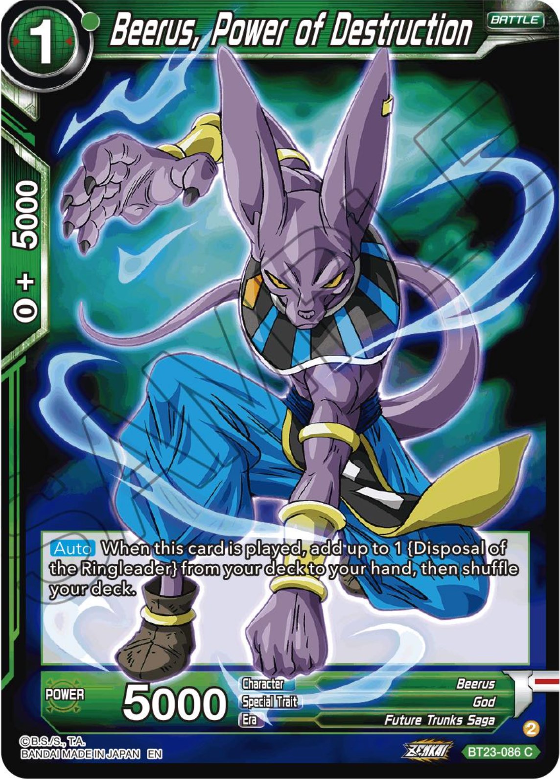 Beerus, Power of Destruction (BT23-086) [Perfect Combination] | Devastation Store