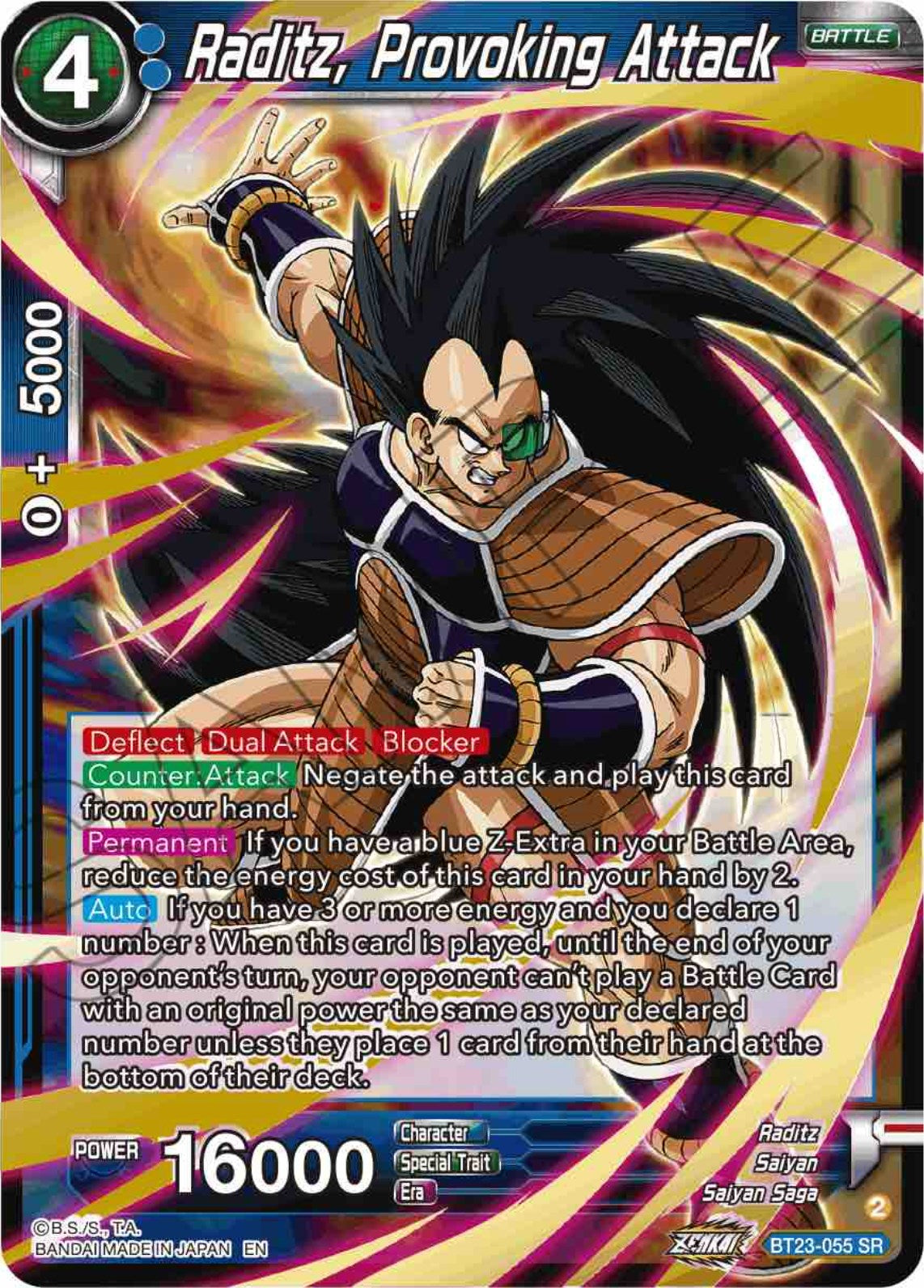 Raditz, Provoking Attack (BT23-055) [Perfect Combination] | Devastation Store