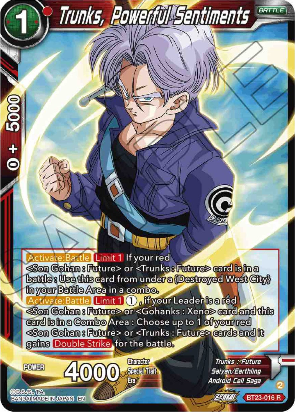 Trunks, Powerful Sentiments (BT23-016) [Perfect Combination] | Devastation Store