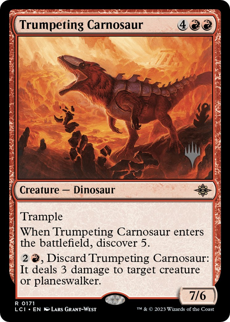 Trumpeting Carnosaur (Promo Pack) [The Lost Caverns of Ixalan Promos] | Devastation Store