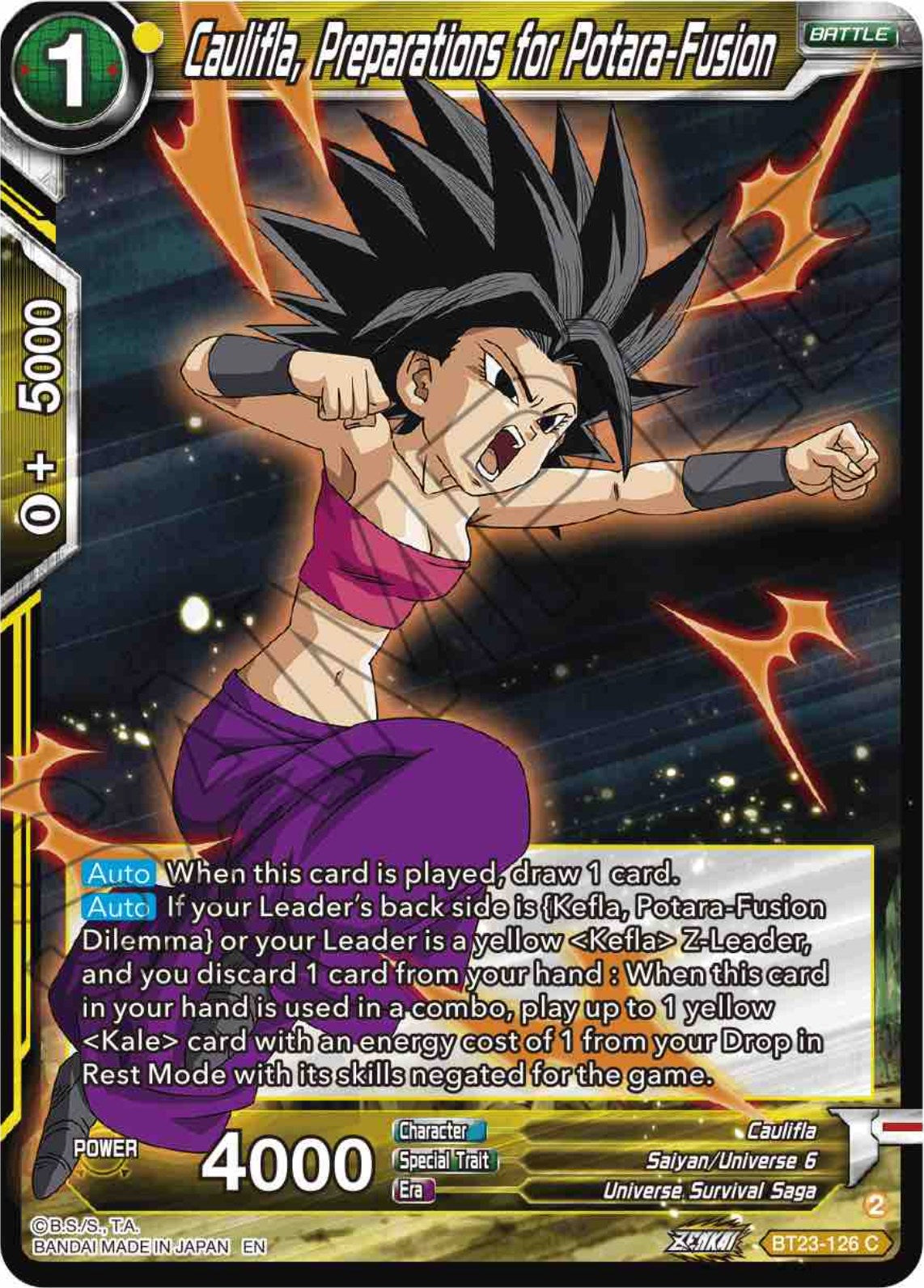 Caulifla, Preparations for Potara-Fusion (BT23-126) [Perfect Combination] | Devastation Store