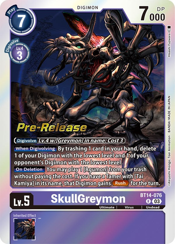 SkullGreymon [BT14-076] [Blast Ace Pre-Release Cards] | Devastation Store