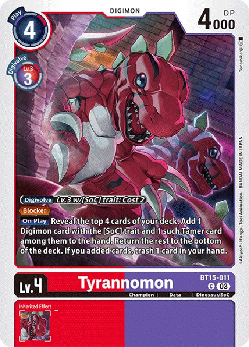 Tyrannomon [BT15-011] [Exceed Apocalypse] | Devastation Store