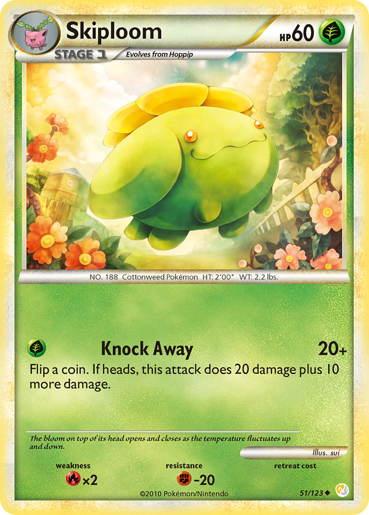 Skiploom (51/123) [HeartGold & SoulSilver: Base Set] | Devastation Store