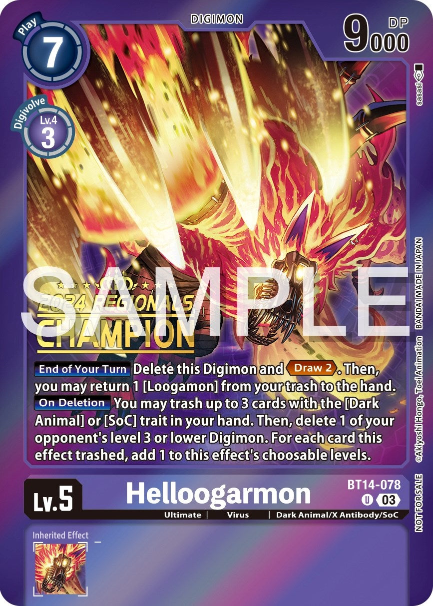 Helloogarmon [BT14-078] (2024 Regionals Champion) [Blast Ace Promos] | Devastation Store