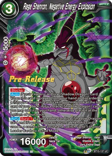Rage Shenron, Negative Energy Explosion (BT15-137) [Saiyan Showdown Prerelease Promos] | Devastation Store