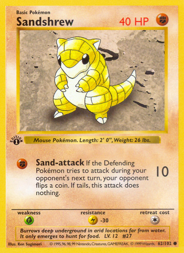 Sandshrew (62/102) (Shadowless) [Base Set 1st Edition] | Devastation Store