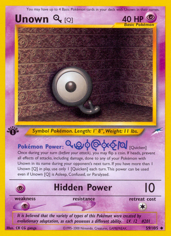 Unown [Q] (59/105) [Neo Destiny 1st Edition] | Devastation Store