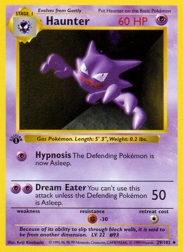 Haunter (29/102) (Shadowless) [Base Set 1st Edition] | Devastation Store