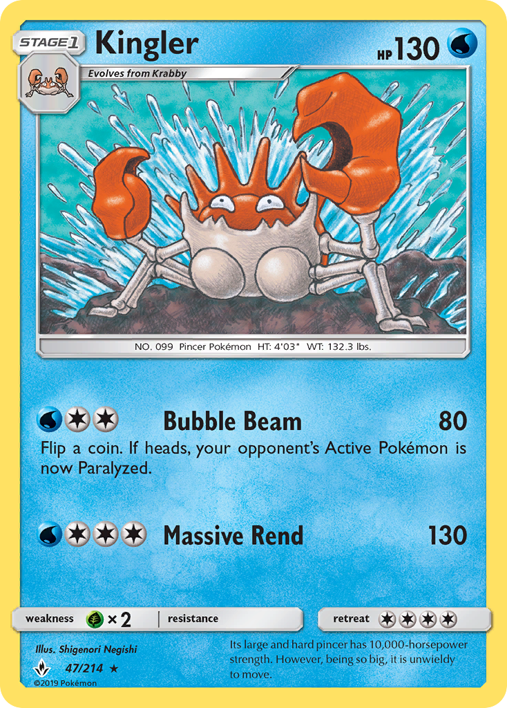 Kingler (47/214) [Sun & Moon: Unbroken Bonds] | Devastation Store