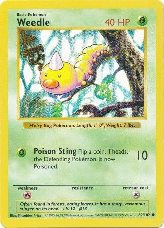 Weedle (69/102) [Base Set Shadowless Unlimited] | Devastation Store