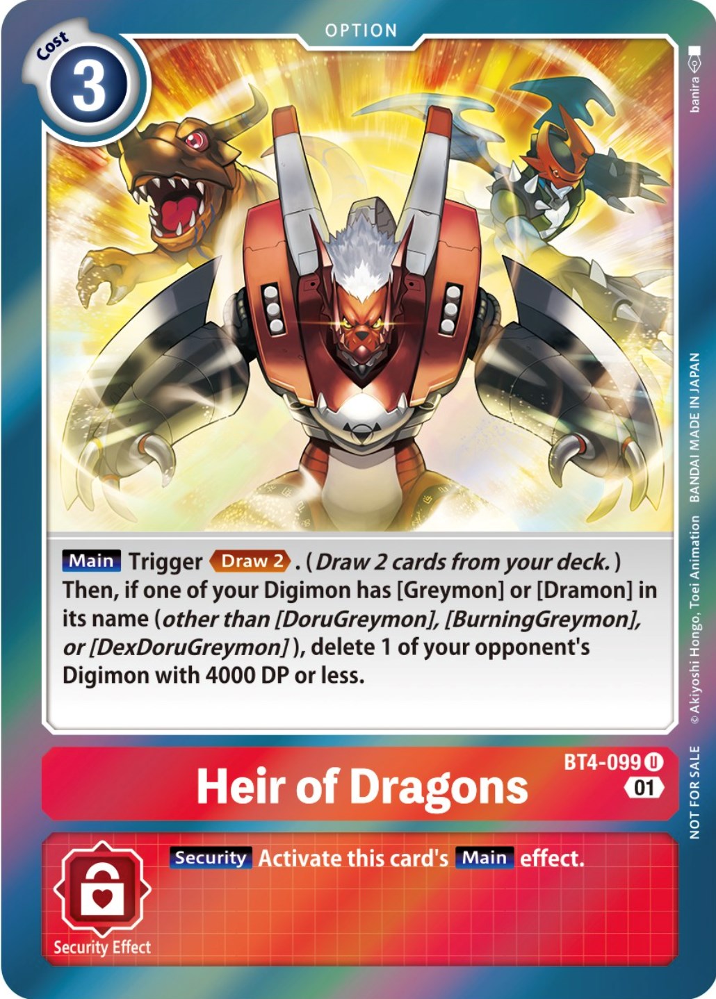Heir of Dragons [BT4-099] (ST-11 Special Entry Pack) [Great Legend Promos] | Devastation Store
