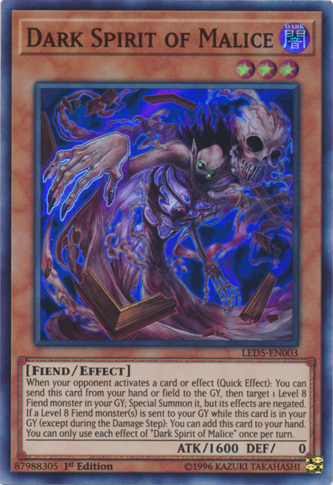 Dark Spirit of Malice [LED5-EN003] Super Rare | Devastation Store