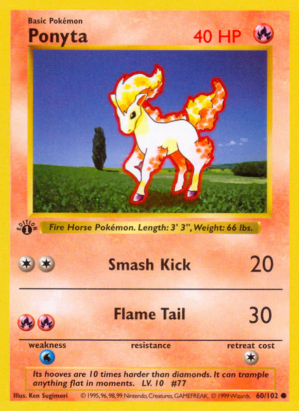 Ponyta (60/102) (Shadowless) [Base Set 1st Edition] | Devastation Store