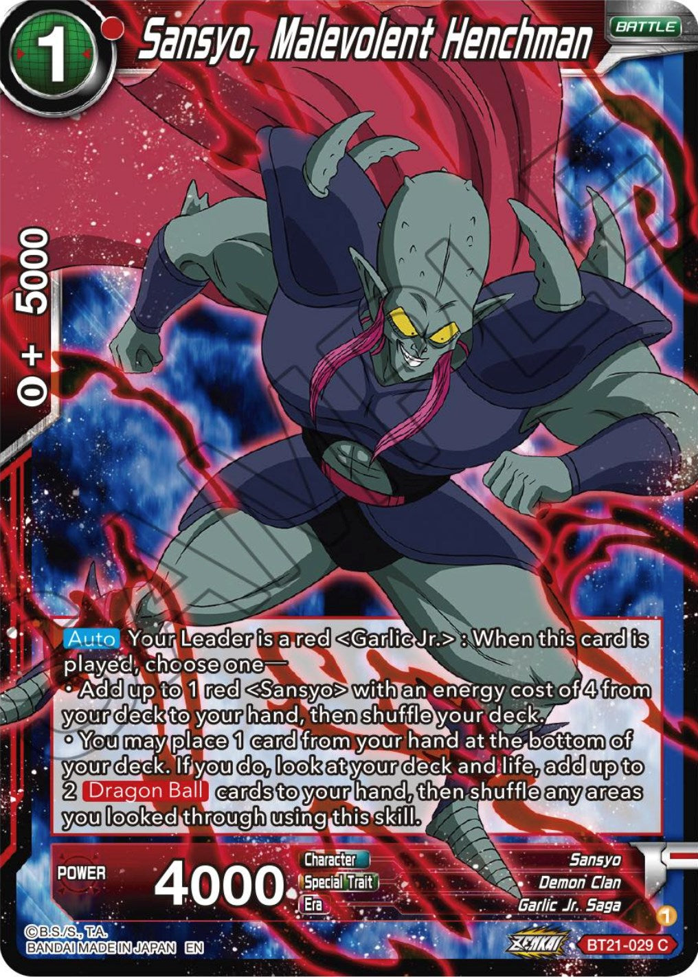 Sansyo, Malevolent Henchman (BT21-029) [Wild Resurgence] | Devastation Store
