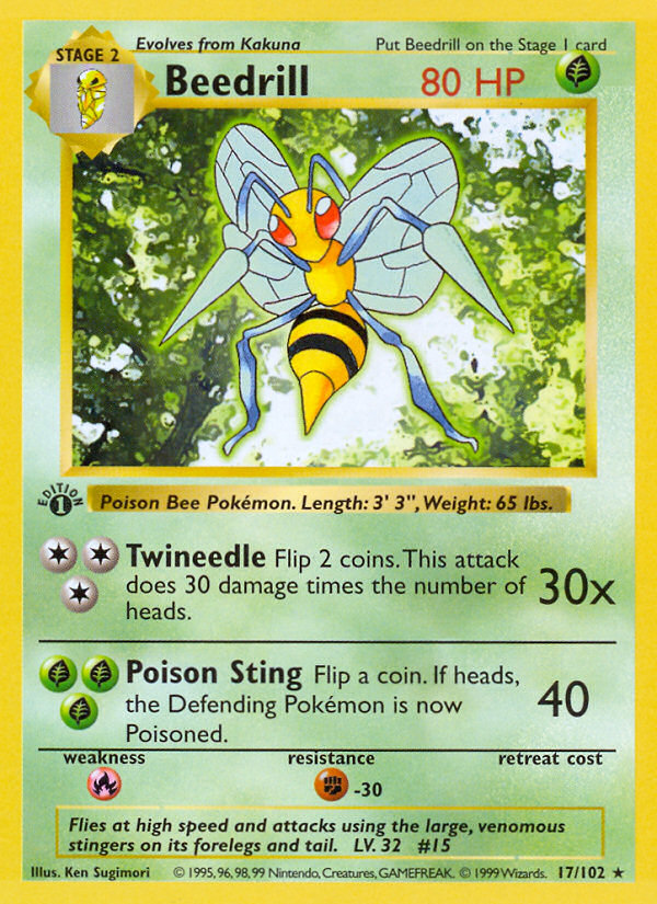 Beedrill (17/102) (Shadowless) [Base Set 1st Edition] | Devastation Store