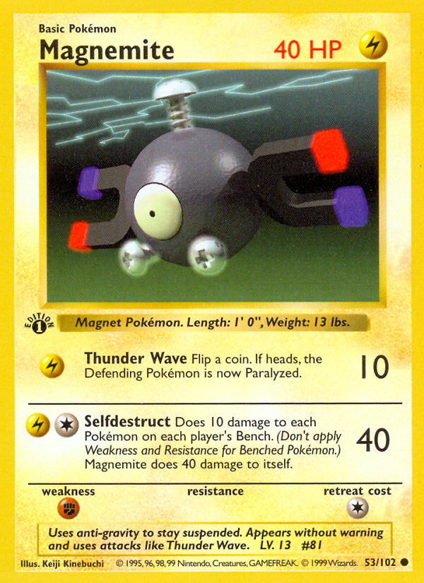 Magnemite (53/102) (Shadowless) [Base Set 1st Edition] | Devastation Store