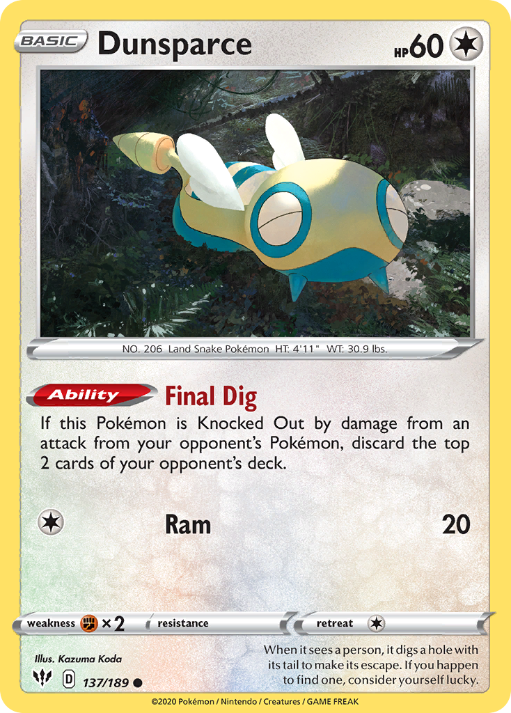 Dunsparce (137/189) [Sword & Shield: Darkness Ablaze] | Devastation Store