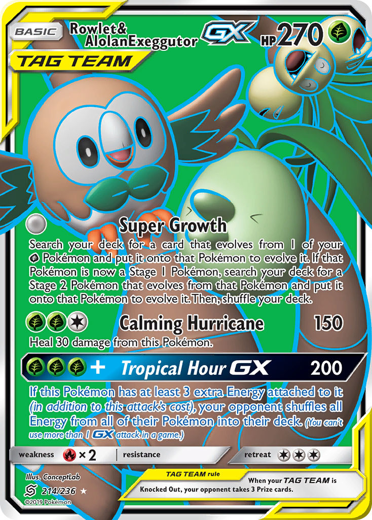 Rowlet & Alolan Exeggutor GX (214/236) [Sun & Moon: Unified Minds] | Devastation Store