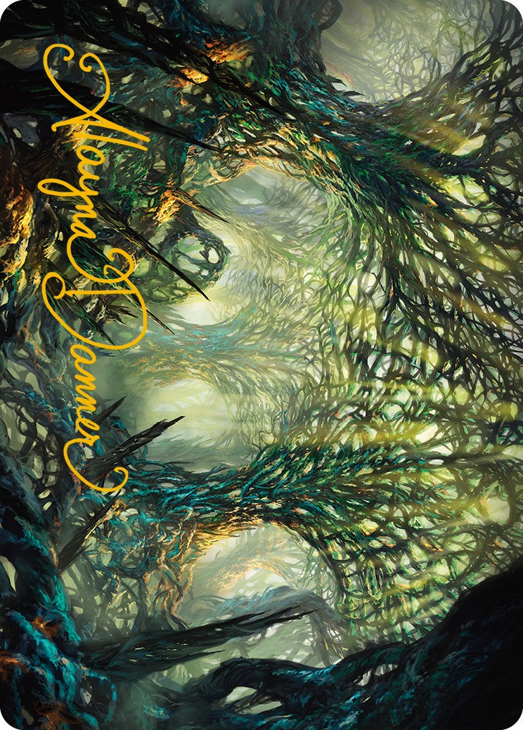 The Hunter Maze Art Card (Gold-Stamped Signature) [Phyrexia: All Will Be One Art Series] | Devastation Store