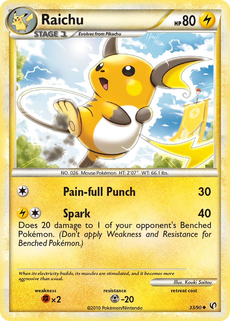 Raichu (33/90) [HeartGold & SoulSilver: Undaunted] | Devastation Store