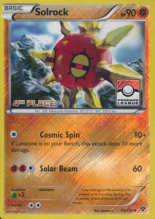 Solrock (64/146) (4th Place League Challenge Promo) [XY: Base Set] | Devastation Store