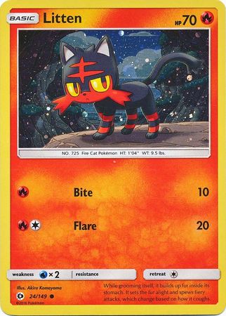 Litten (24/149) (Cosmos Holo) [Sun & Moon: Base Set] | Devastation Store