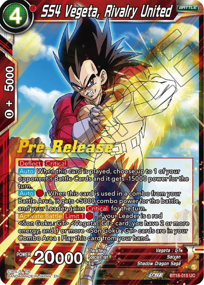 SS4 Vegeta, Rivalry United (BT18-015) [Dawn of the Z-Legends Prerelease Promos] | Devastation Store