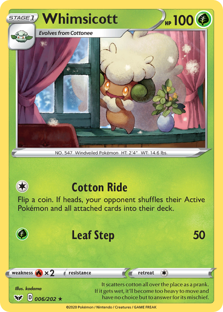Whimsicott (006/202) [Sword & Shield: Base Set] | Devastation Store