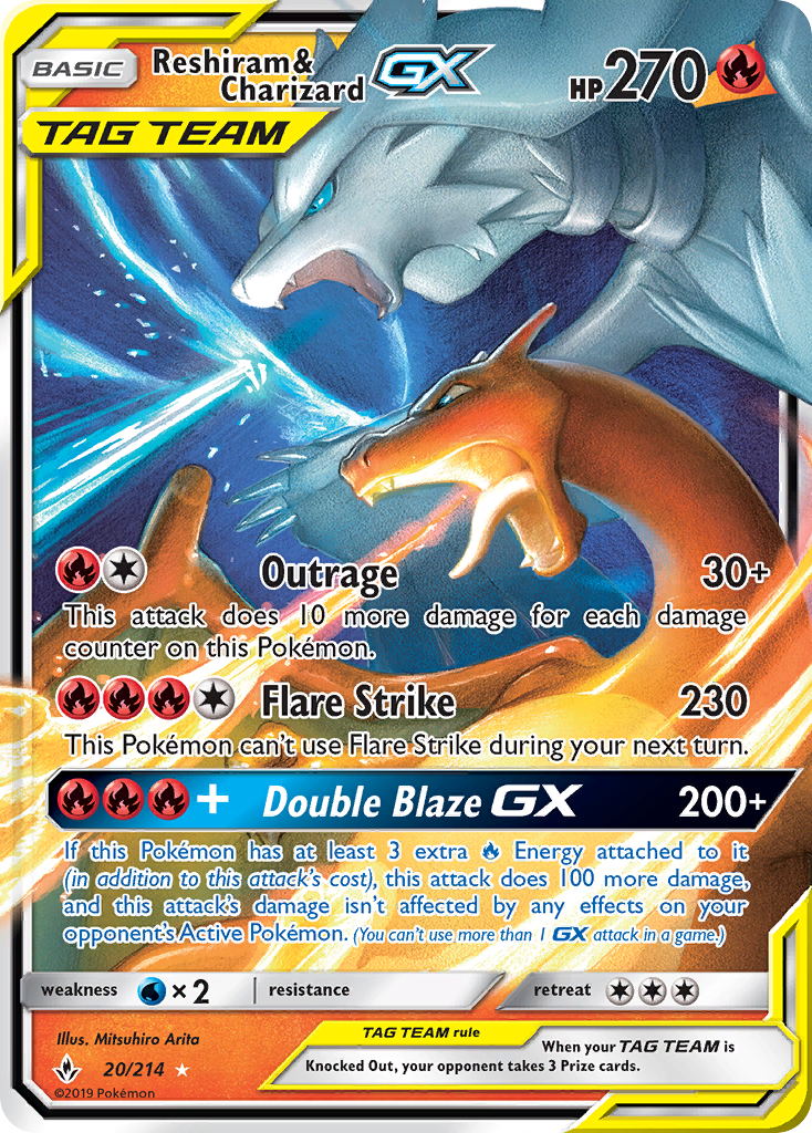 Reshiram & Charizard GX (20/214) [Sun & Moon: Unbroken Bonds] | Devastation Store
