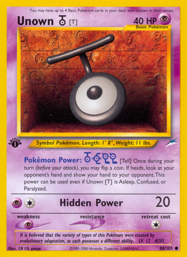 Unown [T] (88/105) [Neo Destiny 1st Edition] | Devastation Store