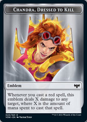 Blood // Emblem - Chandra, Dressed to Kill Double-sided Token [Innistrad: Crimson Vow Tokens] | Devastation Store