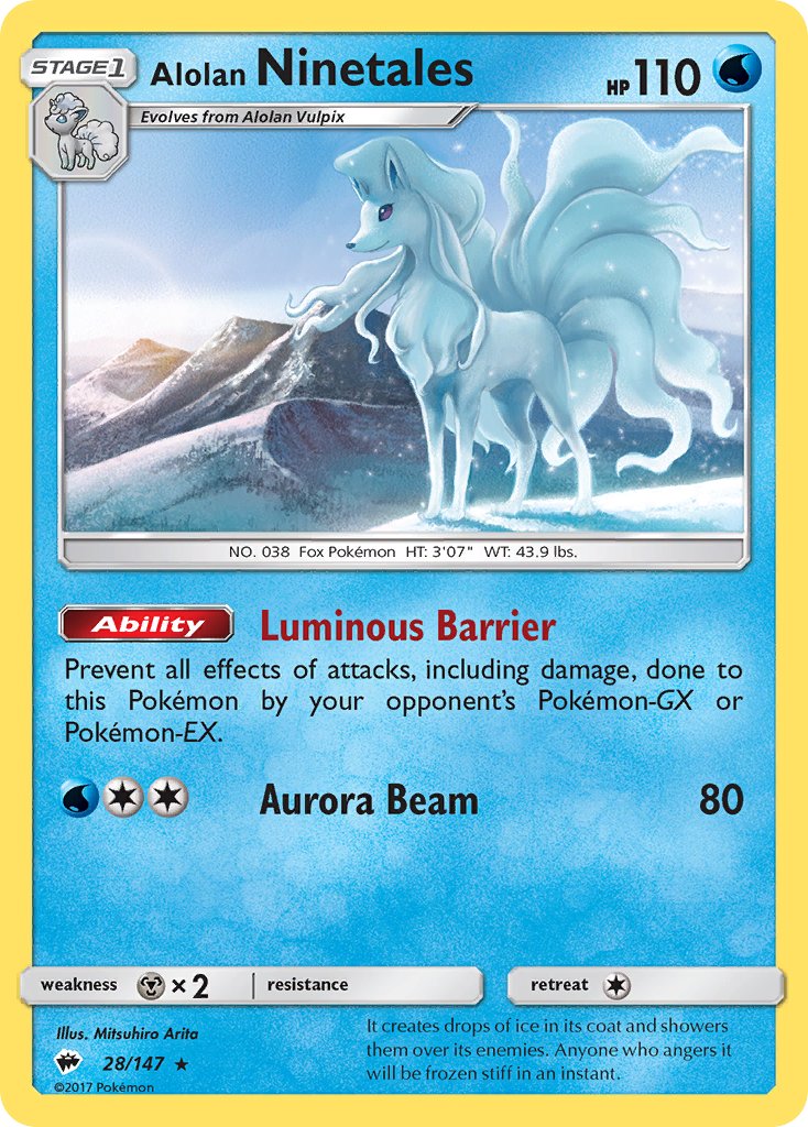 Alolan Ninetales (28/147) (Water Web Holo) (Theme Deck Exclusives) [Sun & Moon: Burning Shadows] | Devastation Store