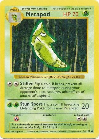 Metapod (54/102) [Base Set Shadowless Unlimited] | Devastation Store