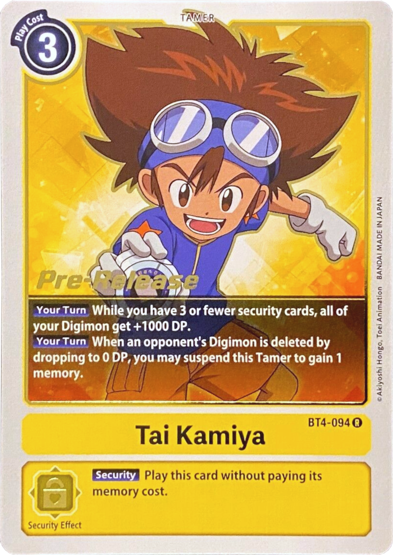 Tai Kamiya [BT4-094] [Great Legend Pre-Release Promos] | Devastation Store