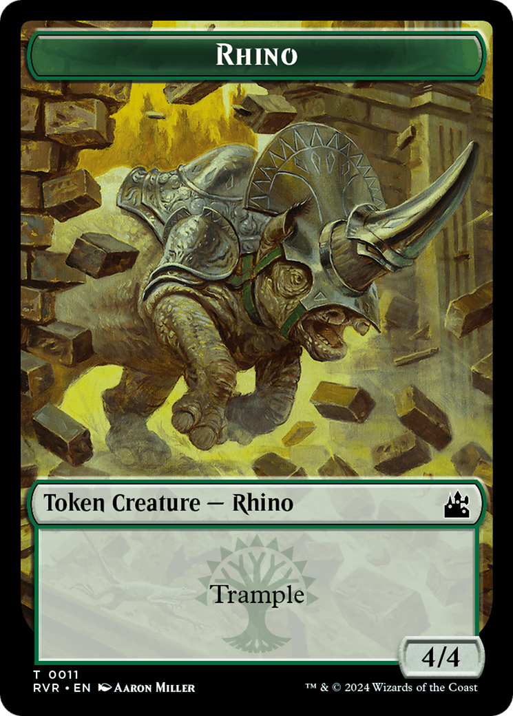 Bird // Rhino Double-Sided Token [Ravnica Remastered Tokens] | Devastation Store