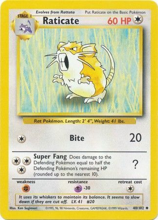 Raticate (40/102) [Base Set Unlimited] | Devastation Store