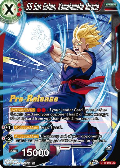 SS Son Gohan, Kamehameha Miracle (BT15-003) [Saiyan Showdown Prerelease Promos] | Devastation Store