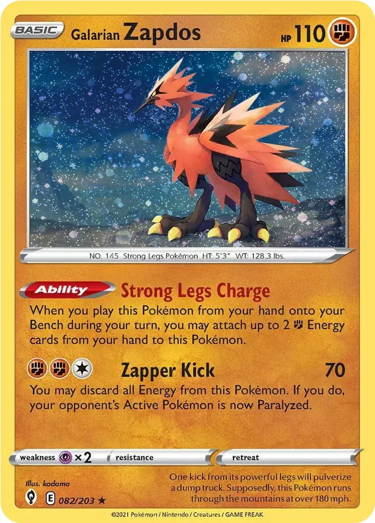 Galarian Zapdos (082/203) (Cosmos Holo) [Sword & Shield: Evolving Skies] | Devastation Store