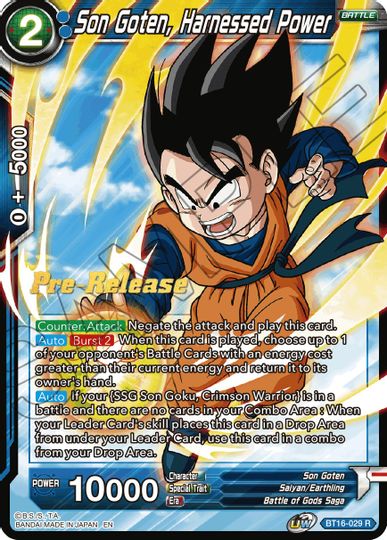 Son Goten, Harnessed Power (BT16-029) [Realm of the Gods Prerelease Promos] | Devastation Store