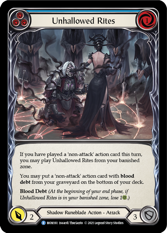 Unhallowed Rites (Blue) (Rainbow Foil) [MON161-RF] 1st Edition Rainbow Foil - Devastation Store | Devastation Store
