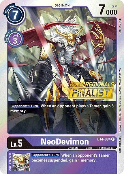 NeoDevimon [BT4-084] (2022 Championship Online Regional) (Online Finalist) [Great Legend Promos] | Devastation Store