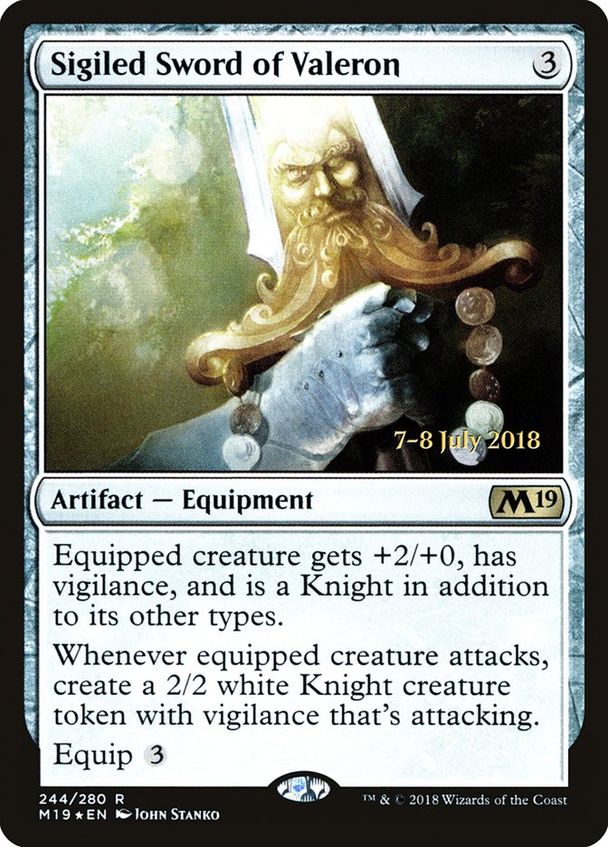 Sigiled Sword of Valeron  [Core Set 2019 Prerelease Promos] | Devastation Store