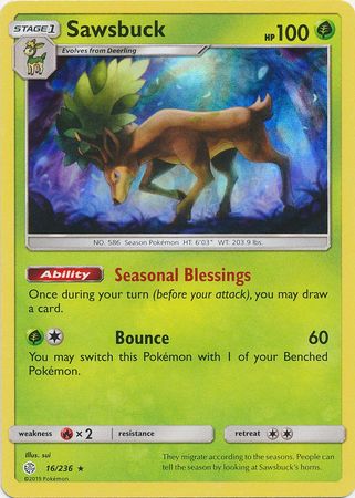 Sawsbuck (16/236) (Build & Battle Box Exclusive) [Sun & Moon: Cosmic Eclipse] | Devastation Store